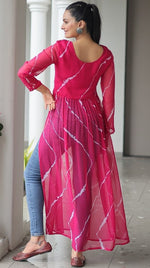Amazing Pink Color Georgette Fabric Cotton Kurti
