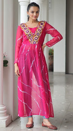 Amazing Pink Color Georgette Fabric Cotton Kurti