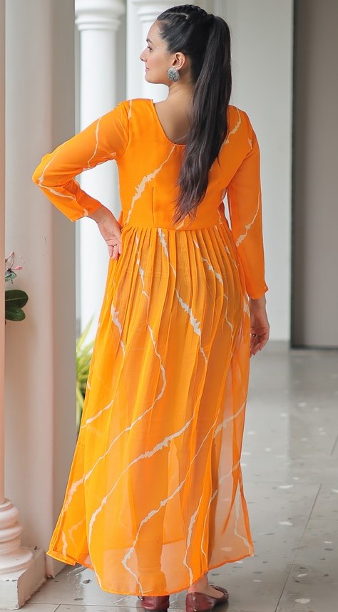 Amazing Yellow Color Georgette Fabric Cotton Kurti