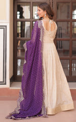 Amazing Cream Color Jacquard Fabric Gown