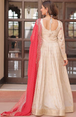 Amazing Cream Color Jacquard Fabric Gown
