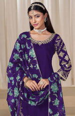 Tasteful Purple Color Silk Fabric Patiala Suit