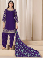 Tasteful Purple Color Silk Fabric Patiala Suit