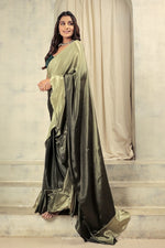 Amazing Green Color Satin Fabric Designer Saree