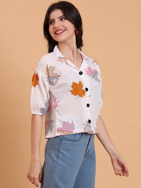 Amazing White Color Delta Fabric Short Top