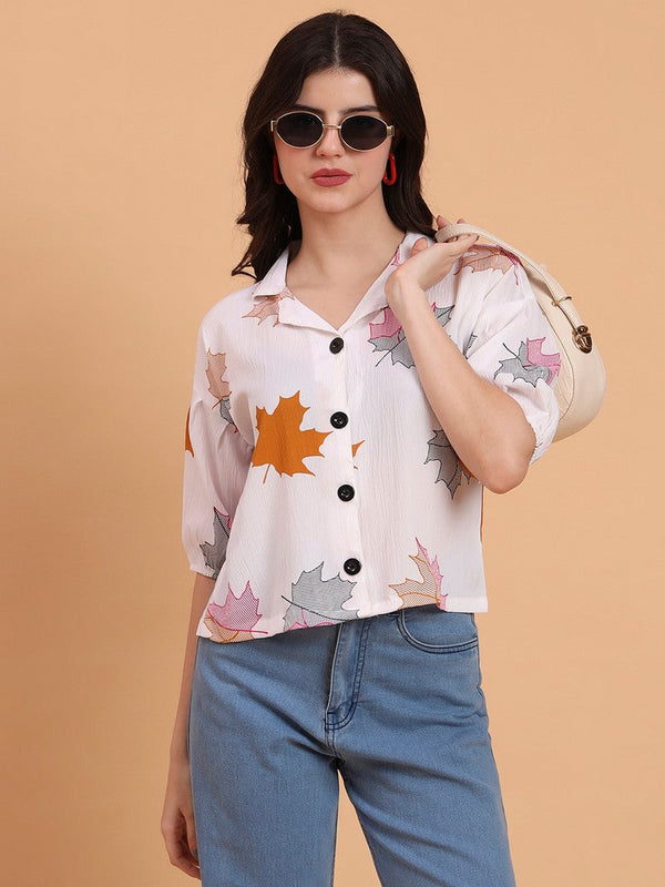 Amazing White Color Delta Fabric Short Top