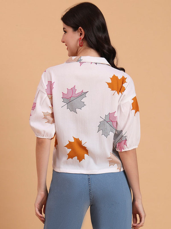 Amazing White Color Delta Fabric Short Top
