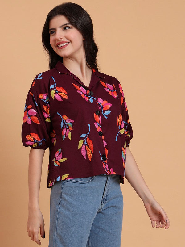 Amazing Wine Color Delta Fabric Short Top