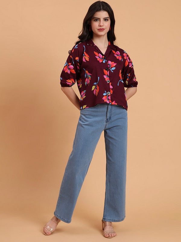 Amazing Wine Color Delta Fabric Short Top
