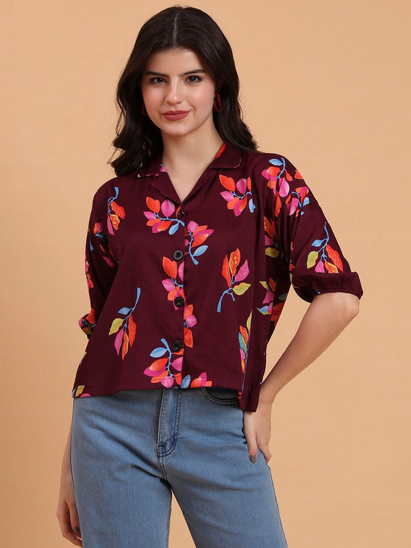Amazing Wine Color Delta Fabric Short Top