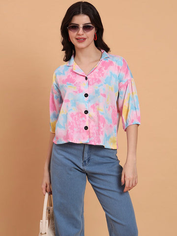 Amazing Pink Color Delta Fabric Short Top