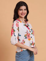 Amazing White Color Delta Fabric Short Top
