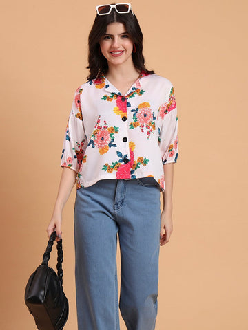 Amazing White Color Delta Fabric Short Top