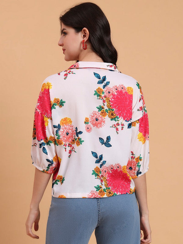 Amazing White Color Delta Fabric Short Top