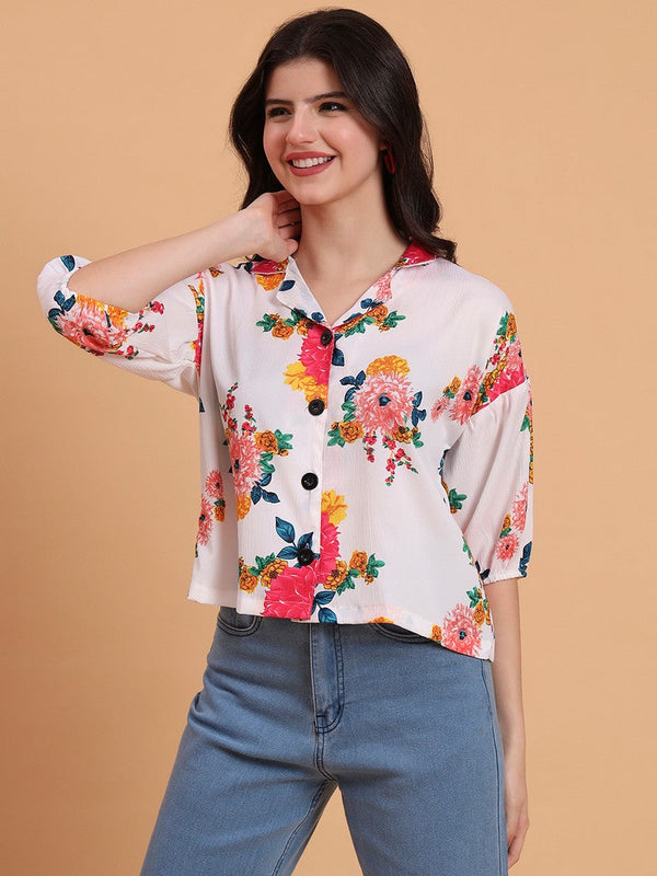 Amazing White Color Delta Fabric Short Top
