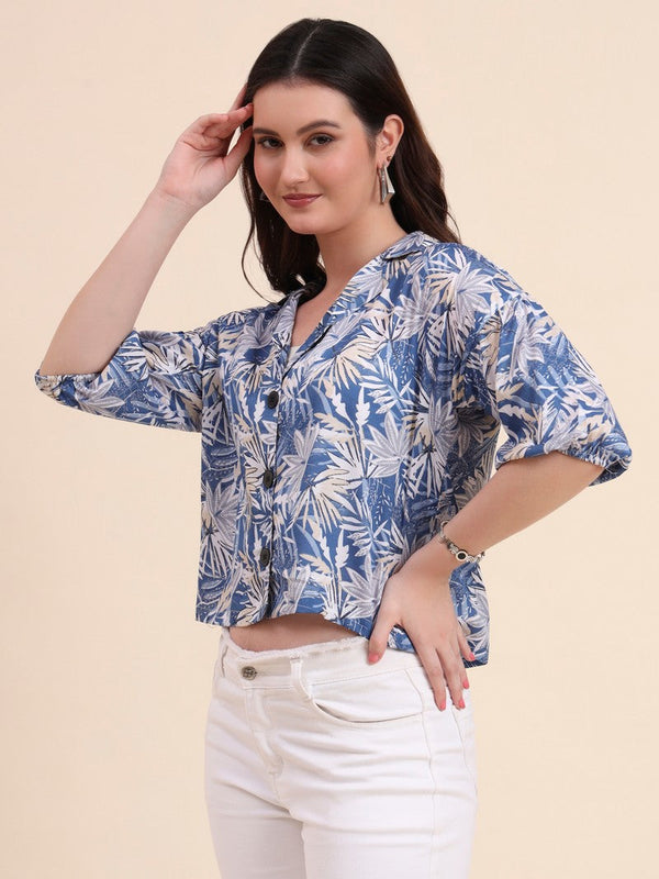 Amazing Blue Color Delta Fabric Short Top