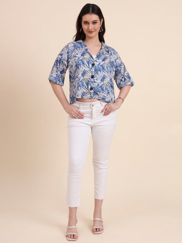 Amazing Blue Color Delta Fabric Short Top