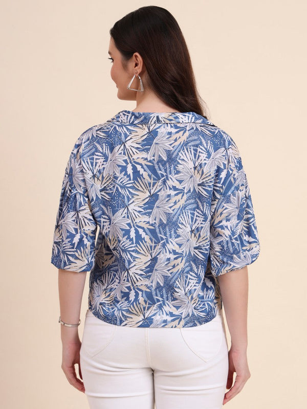 Amazing Blue Color Delta Fabric Short Top