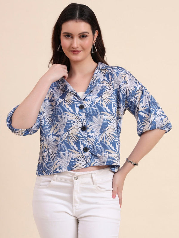 Amazing Blue Color Delta Fabric Short Top