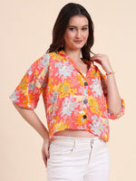 Amazing Orange Color Delta Fabric Short Top