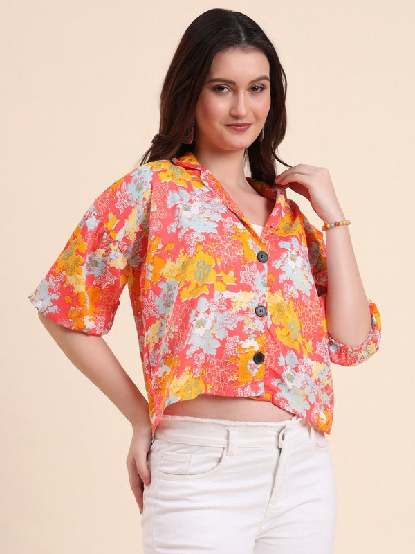 Amazing Orange Color Delta Fabric Short Top