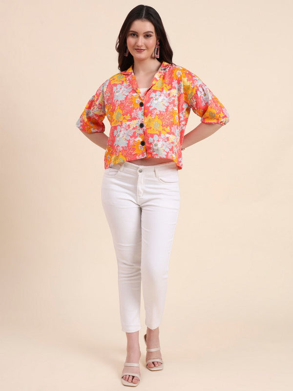 Amazing Orange Color Delta Fabric Short Top