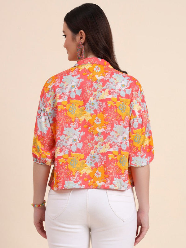 Amazing Orange Color Delta Fabric Short Top