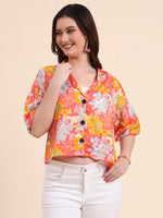 Amazing Orange Color Delta Fabric Short Top