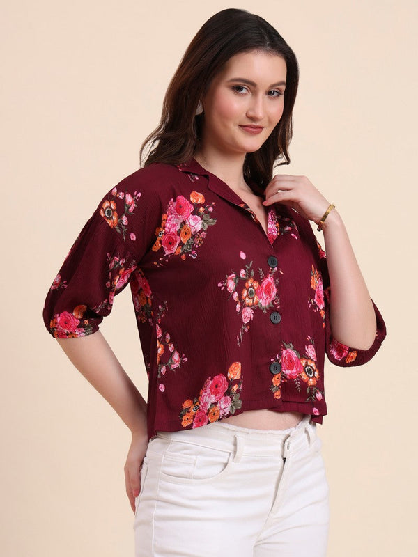 Amazing Wine Color Delta Fabric Short Top