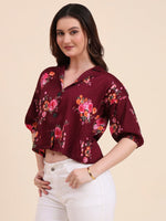Amazing Wine Color Delta Fabric Short Top