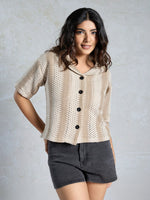 Amazing Grey Color Knited Fabric Short Top