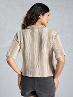 Amazing Grey Color Knited Fabric Short Top
