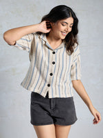 Amazing Blue Color Knited Fabric Short Top