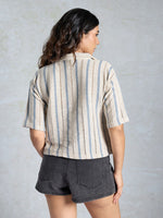 Amazing Blue Color Knited Fabric Short Top