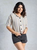 Amazing Blue Color Knited Fabric Short Top