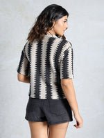 Amazing Black Color Knited Fabric Short Top