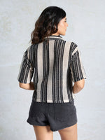 Amazing Black Color Knited Fabric Short Top