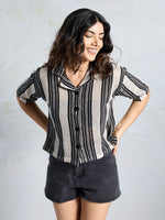 Amazing Black Color Knited Fabric Short Top