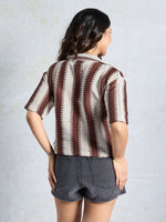 Amazing Brown Color Knited Fabric Short Top