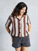 Amazing Brown Color Knited Fabric Short Top