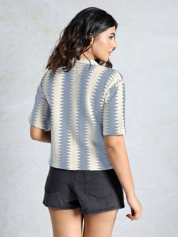Amazing Grey Color Knited Fabric Short Top