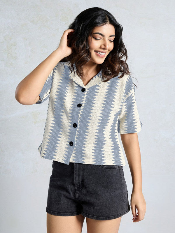 Amazing Grey Color Knited Fabric Short Top