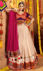 Impressive Beige Color Viscose Fabric Designer Lehenga