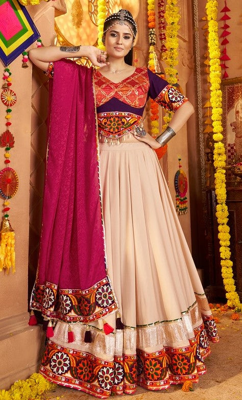 Impressive Beige Color Viscose Fabric Designer Lehenga