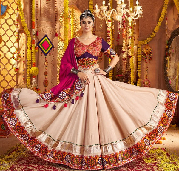Impressive Beige Color Viscose Fabric Designer Lehenga