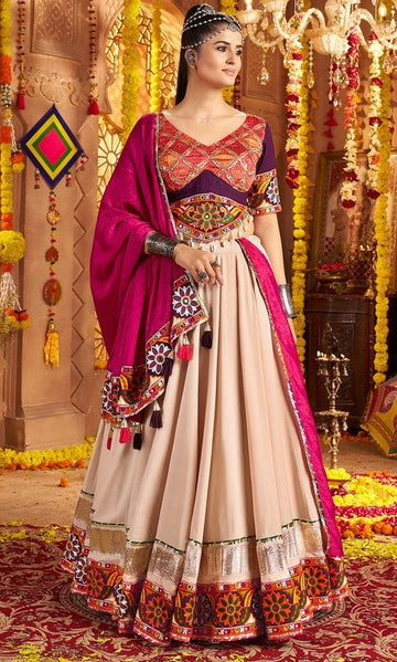 Impressive Beige Color Viscose Fabric Designer Lehenga