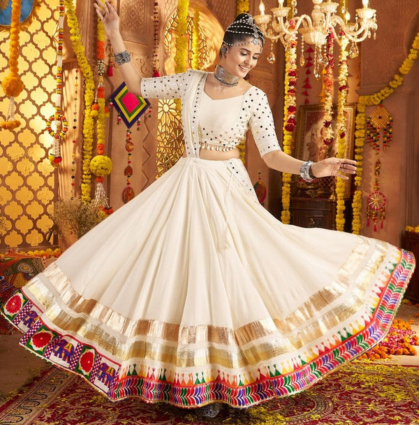 Impressive Cream Color Viscose Fabric Designer Lehenga