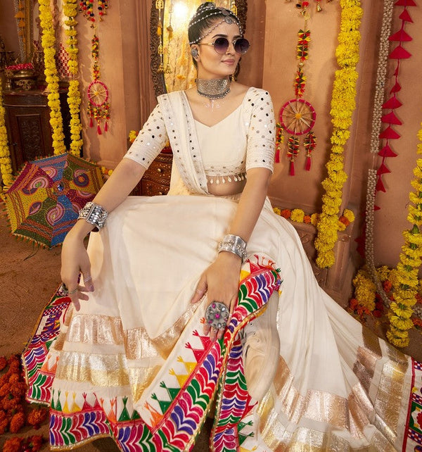 Impressive Cream Color Viscose Fabric Designer Lehenga