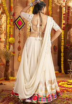 Impressive Cream Color Viscose Fabric Designer Lehenga