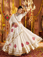 Impressive Cream Color Viscose Fabric Designer Lehenga